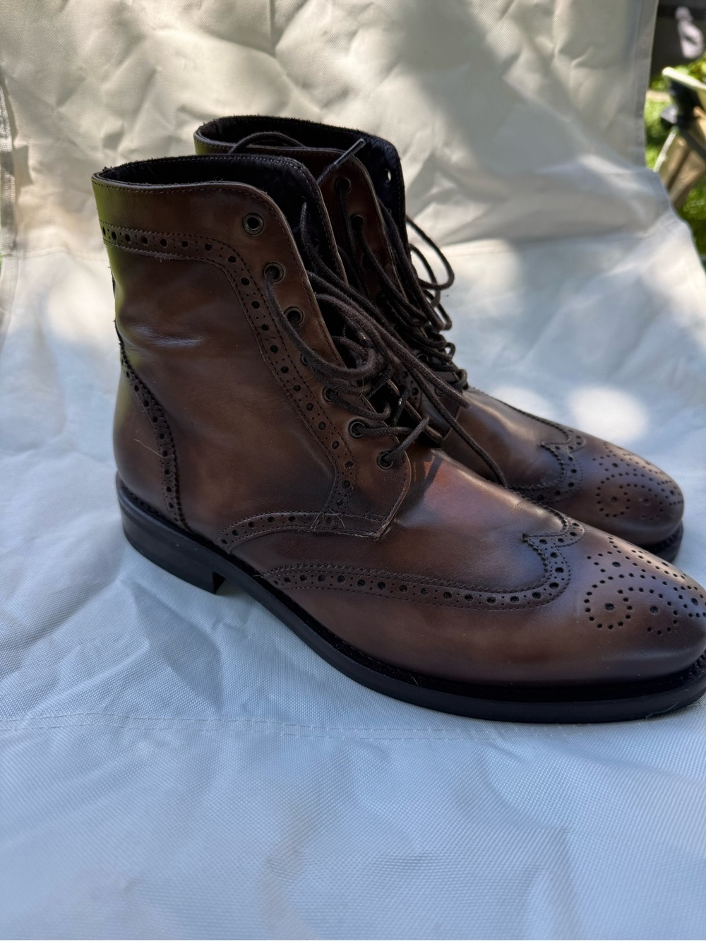 Thursday Boot Company Men's Brown Brogue Wingtip Lace-Up Boots